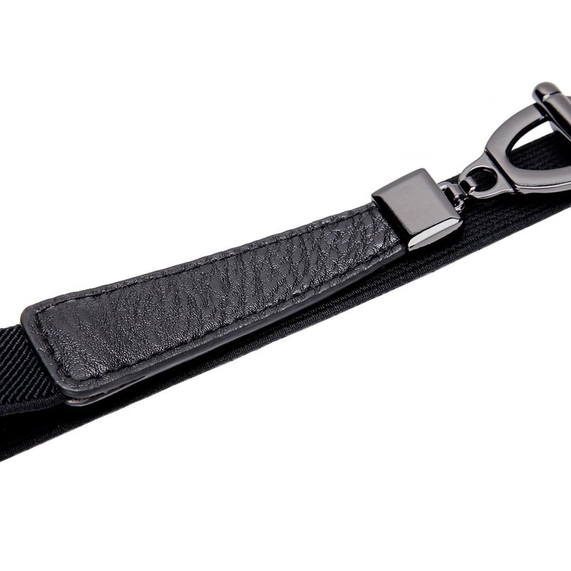 Syuer Womens 0.8" Width Skinny Elastic Waist Belt Stretch Cinch Belt Thin Belt (L-XL (31"-37"), Black (Black Bunckle)) - Image 5